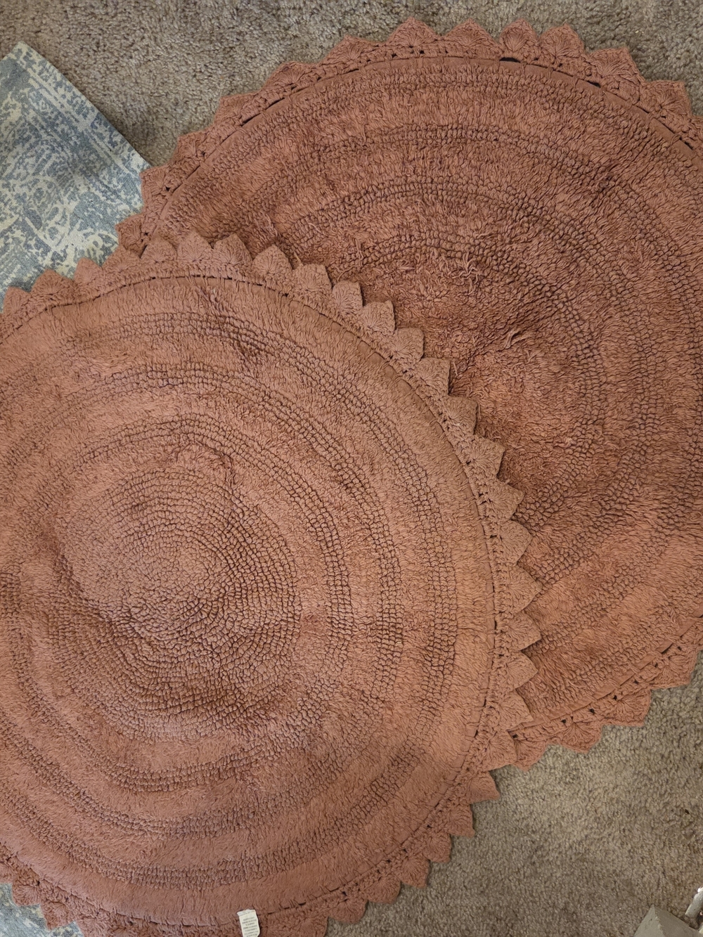 Cost Plus World Market Round Terracotta Rugs 28" Pair Cotton